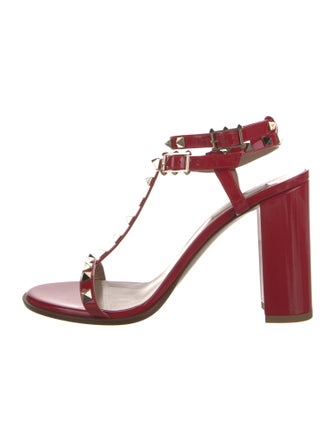 Valentino Rockstud Accents Leather T-Strap Sandals