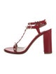 Valentino Rockstud Accents Leather T-Strap Sandals