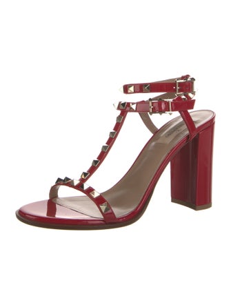 Valentino Rockstud Accents Leather T-Strap Sandals
