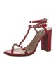 Valentino Rockstud Accents Leather T-Strap Sandals