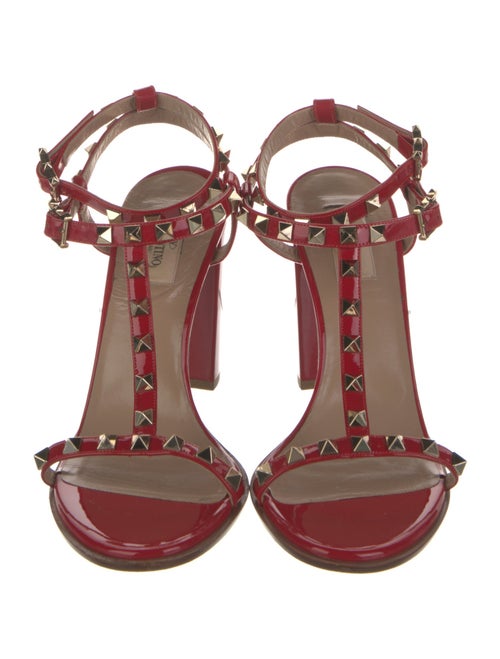 Valentino Rockstud Accents Leather T-Strap Sandals