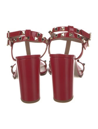 Valentino Rockstud Accents Leather T-Strap Sandals