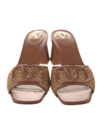 Valentino Leather Braided Accents Slides