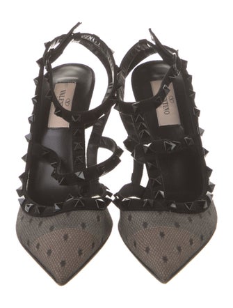 Valentino Rockstud Accents Suede T-Strap Pumps