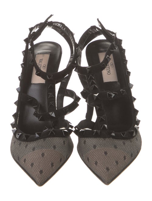 Valentino Rockstud Accents Suede T-Strap Pumps