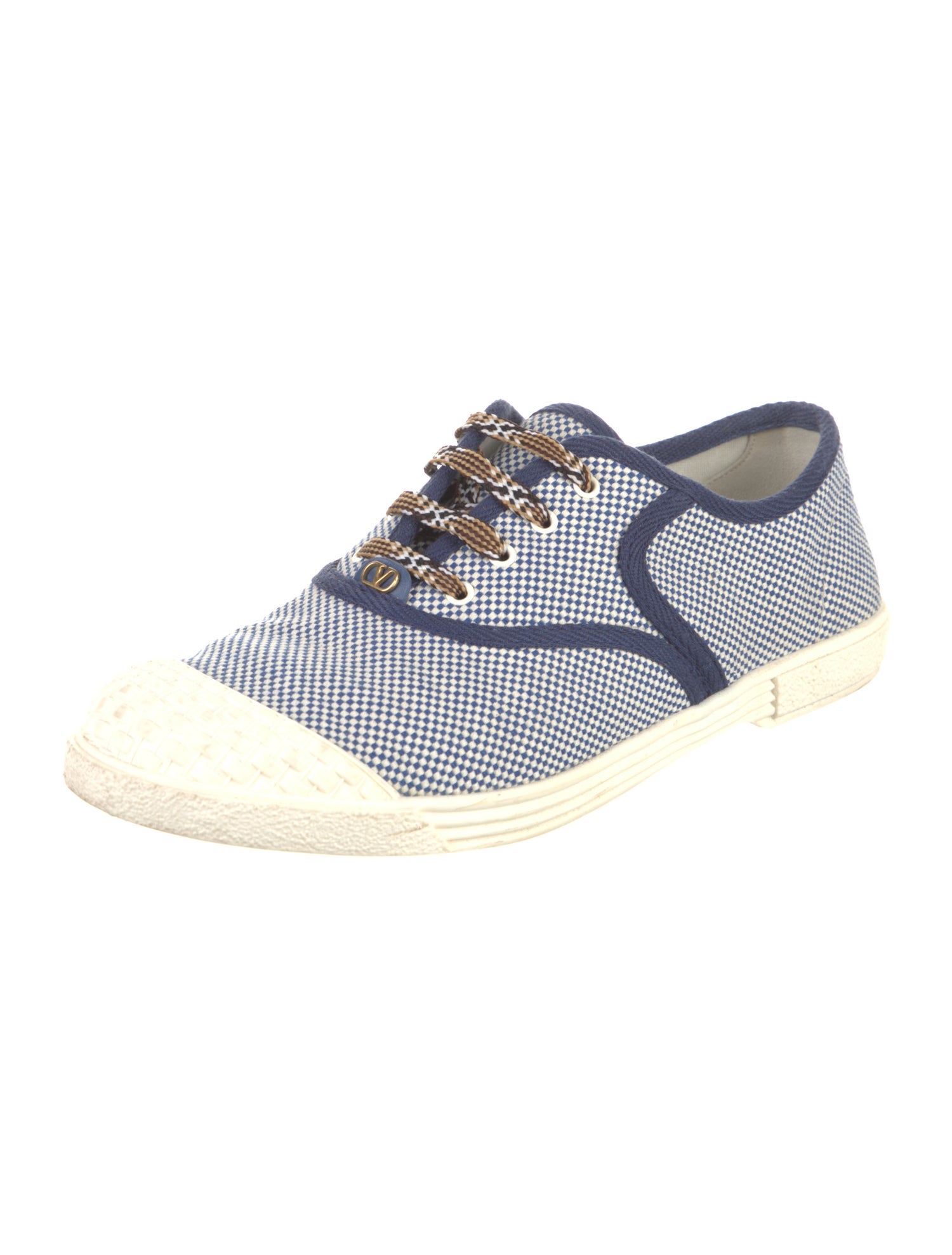 Valentino Canvas Plaid Print Sneakers