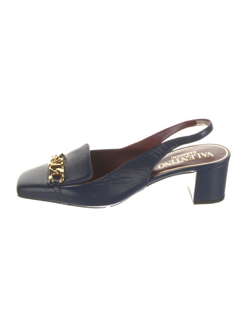 Valentino Leather Chain-Link Accents Slingback Pumps