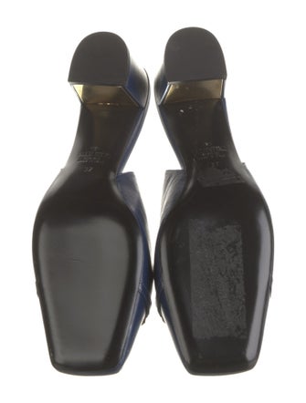 Valentino Leather Chain-Link Accents Slingback Pumps