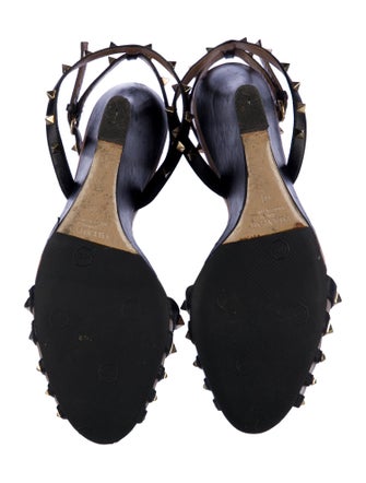 Valentino Rockstud Accents Leather Slingback Pumps