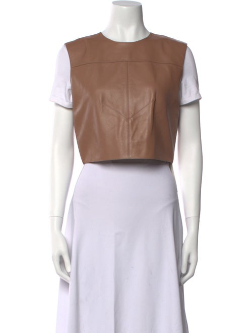 Valentino Lambskin Crew Neck Crop Top