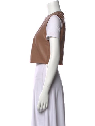 Valentino Lambskin Crew Neck Crop Top