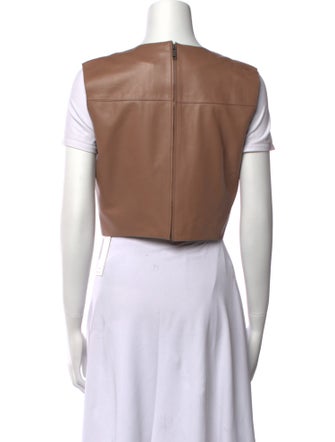 Valentino Lambskin Crew Neck Crop Top