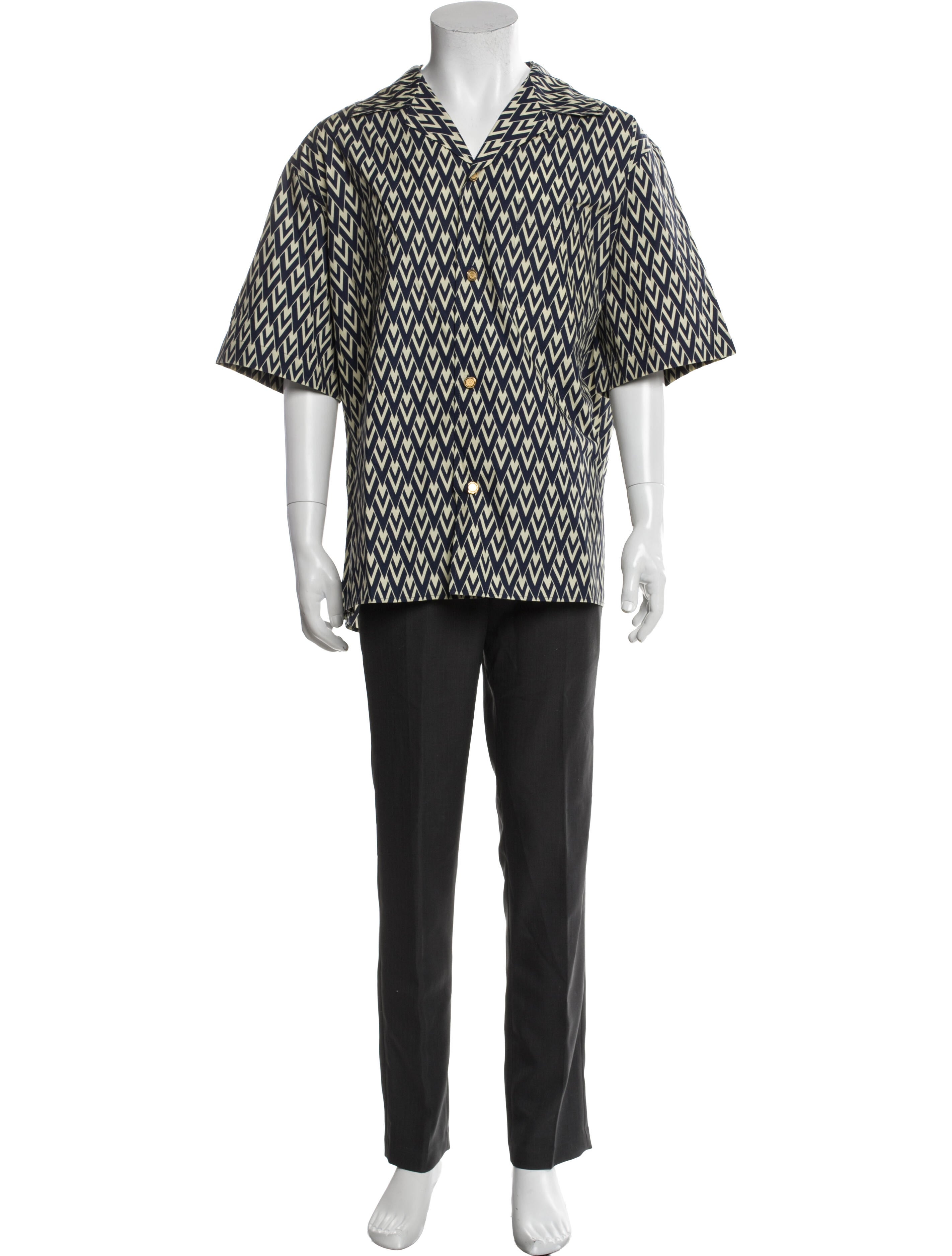 Valentino Printed Short Sleeve Dress Shirt