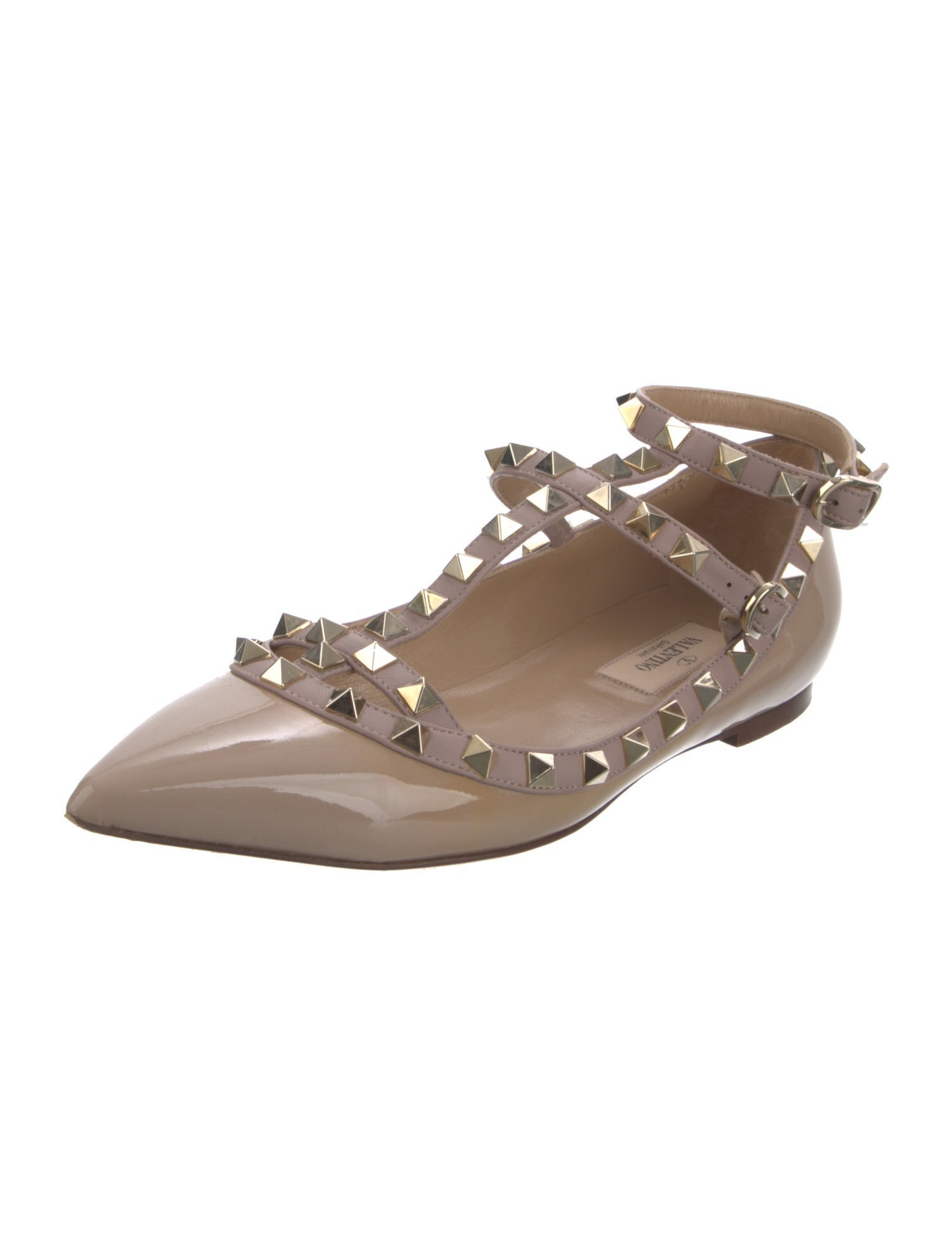Valentino Rockstud Accents Patent Leather Ballet Flats