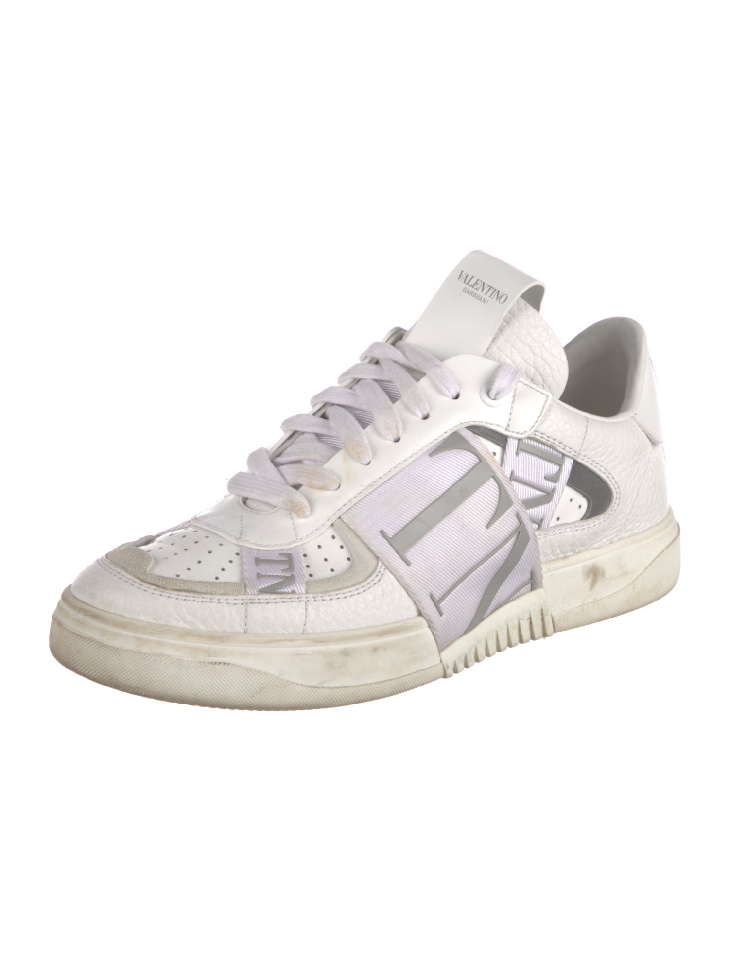 Valentino Leather Graphic Print Sneakers