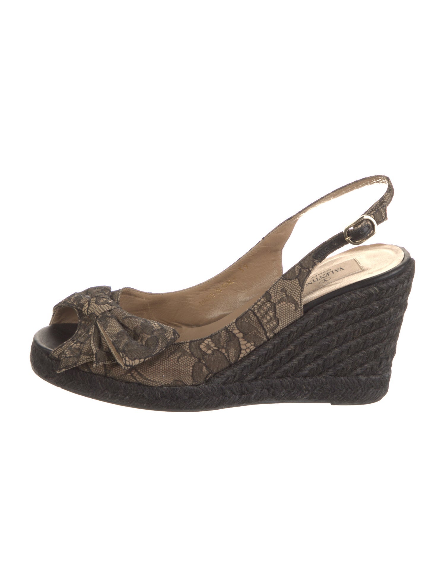 Valentino Lace Floral Print Slingback Pumps