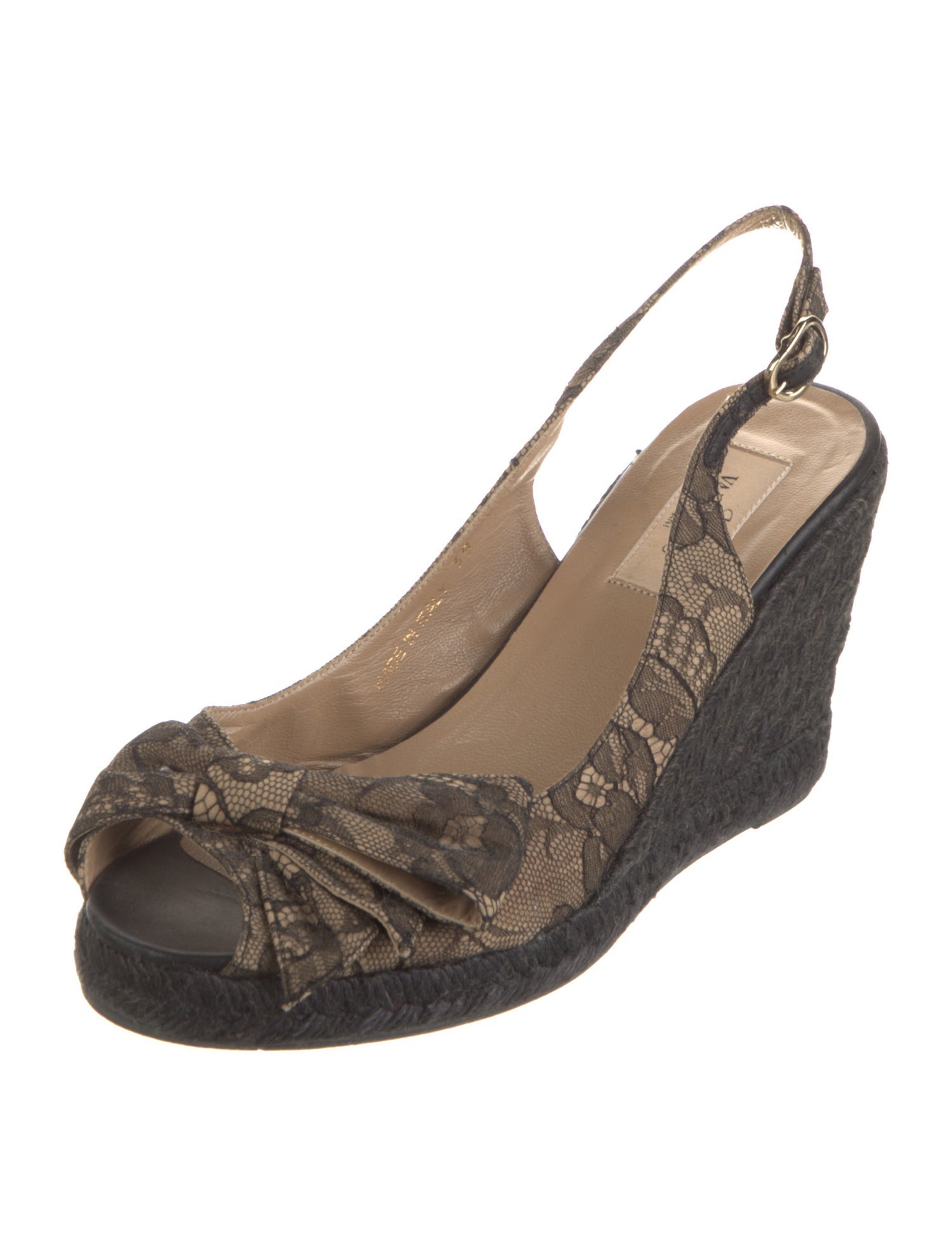 Valentino Lace Floral Print Slingback Pumps