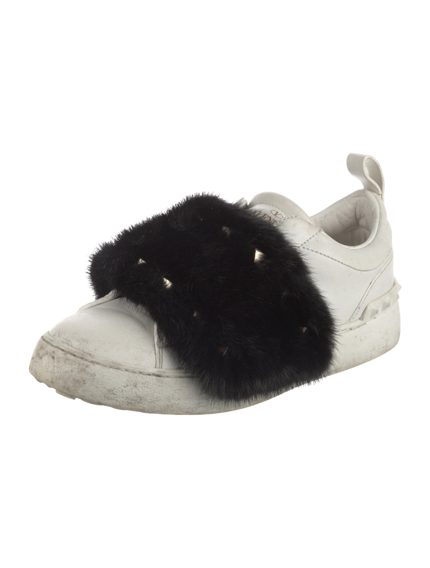 Valentino Rockstud Accents Leather Sneakers