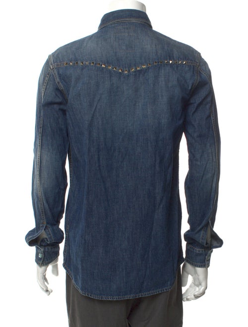 Valentino Rockstud Accents Long Sleeve Denim Shirt
