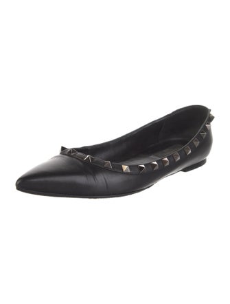 Valentino Rockstud Accents Leather Ballet Flats