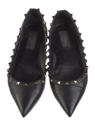 Valentino Rockstud Accents Leather Ballet Flats