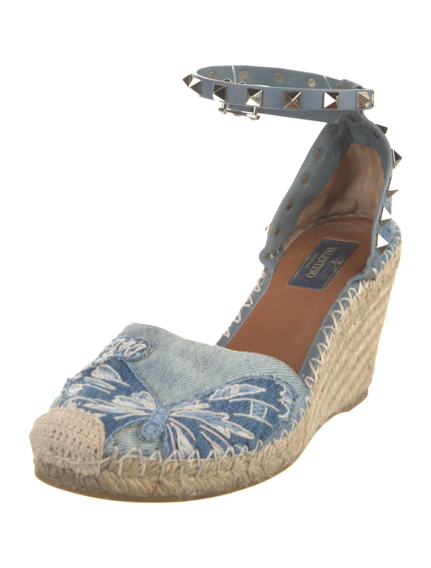 Valentino Rockstud Accents Denim Pumps