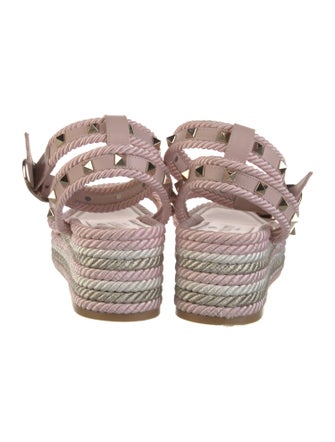 Valentino Rockstud Accents Leather Espadrilles
