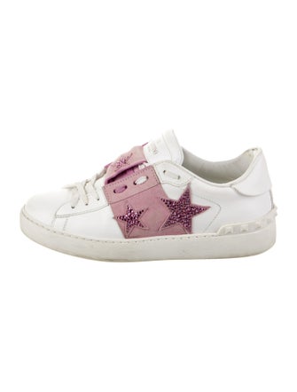 Valentino Leather Colorblock Pattern Sneakers