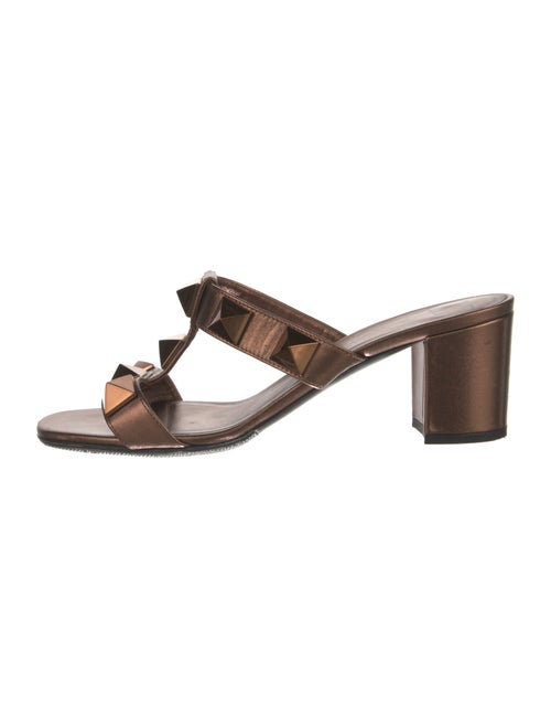 Valentino Rockstud Accents Leather T-Strap Sandals