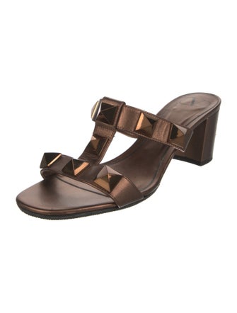 Valentino Rockstud Accents Leather T-Strap Sandals