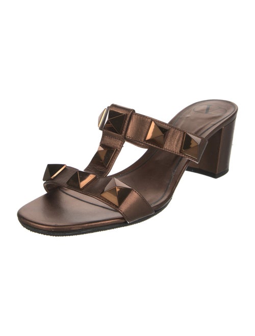 Valentino Rockstud Accents Leather T-Strap Sandals