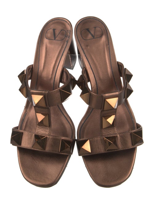 Valentino Rockstud Accents Leather T-Strap Sandals