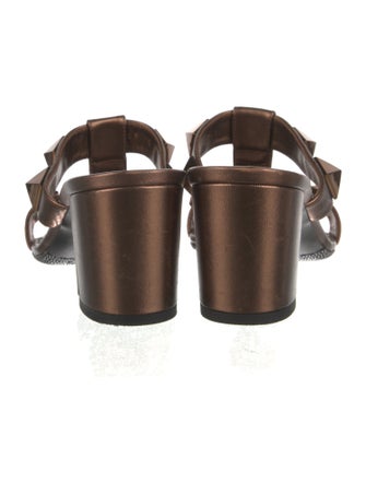 Valentino Rockstud Accents Leather T-Strap Sandals