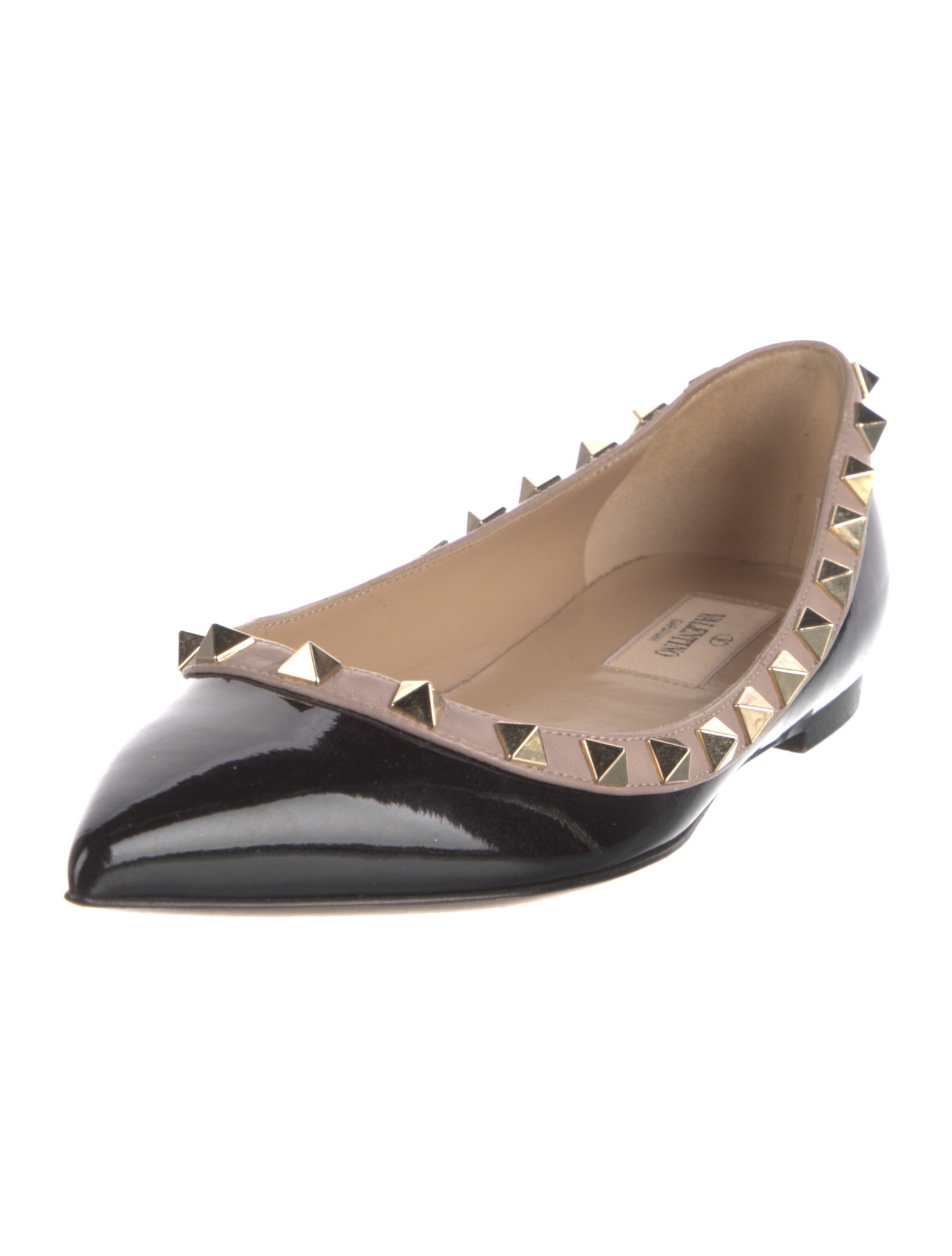 Valentino Rockstud Accents Patent Leather Ballet Flats