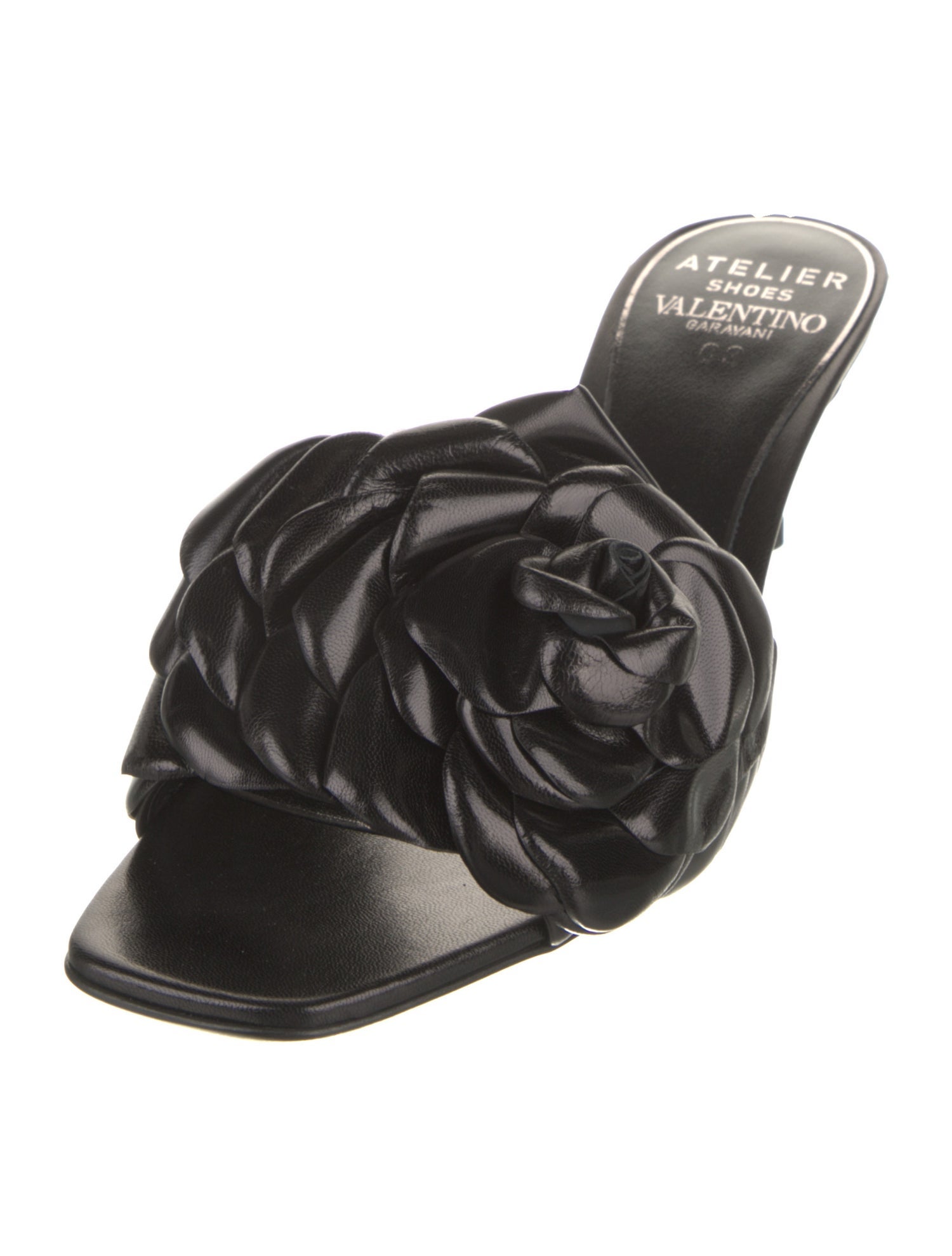 Valentino Mambo Rose Print Leather Slides