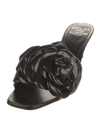 Valentino Mambo Rose Print Leather Slides