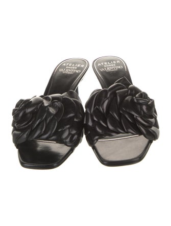 Valentino Mambo Rose Print Leather Slides