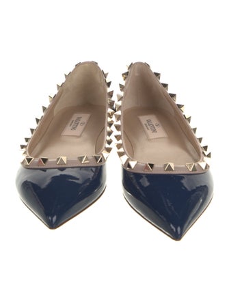 Valentino Rockstud Accents Patent Leather Ballet Flats