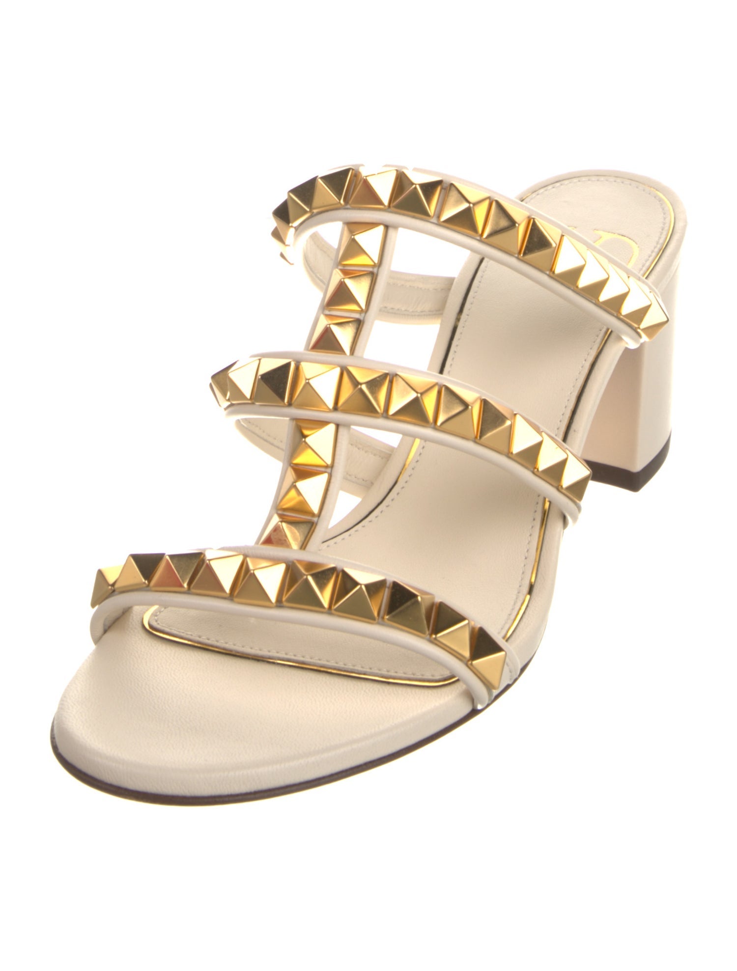 Valentino Rockstud Accents Leather Slides w/ Tags