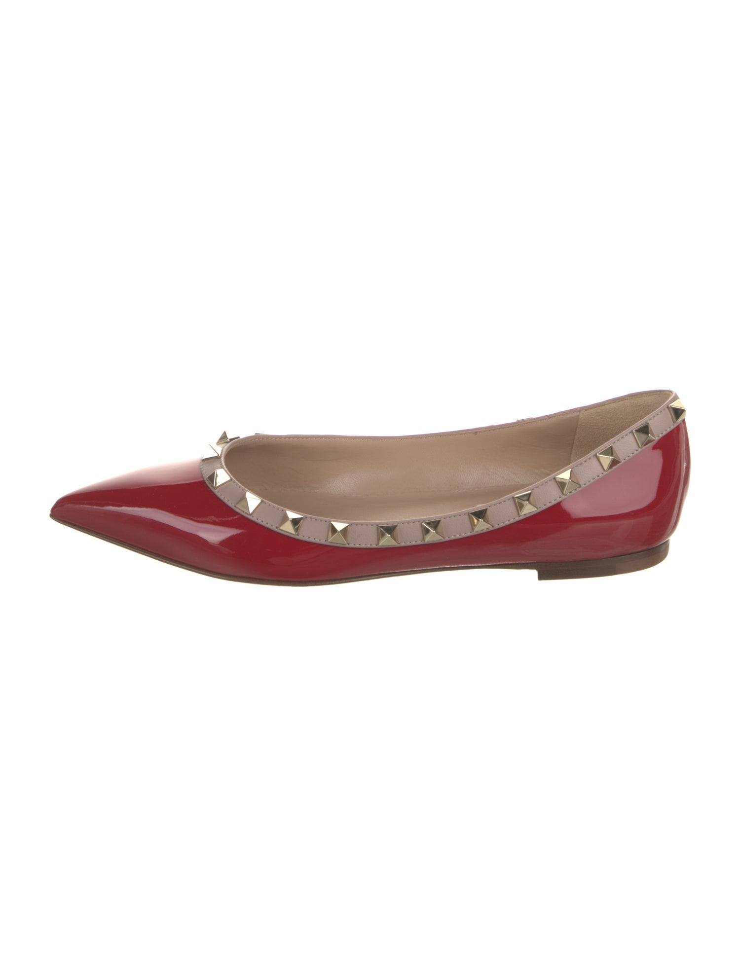 Valentino Rockstud Accents Patent Leather Ballet Flats