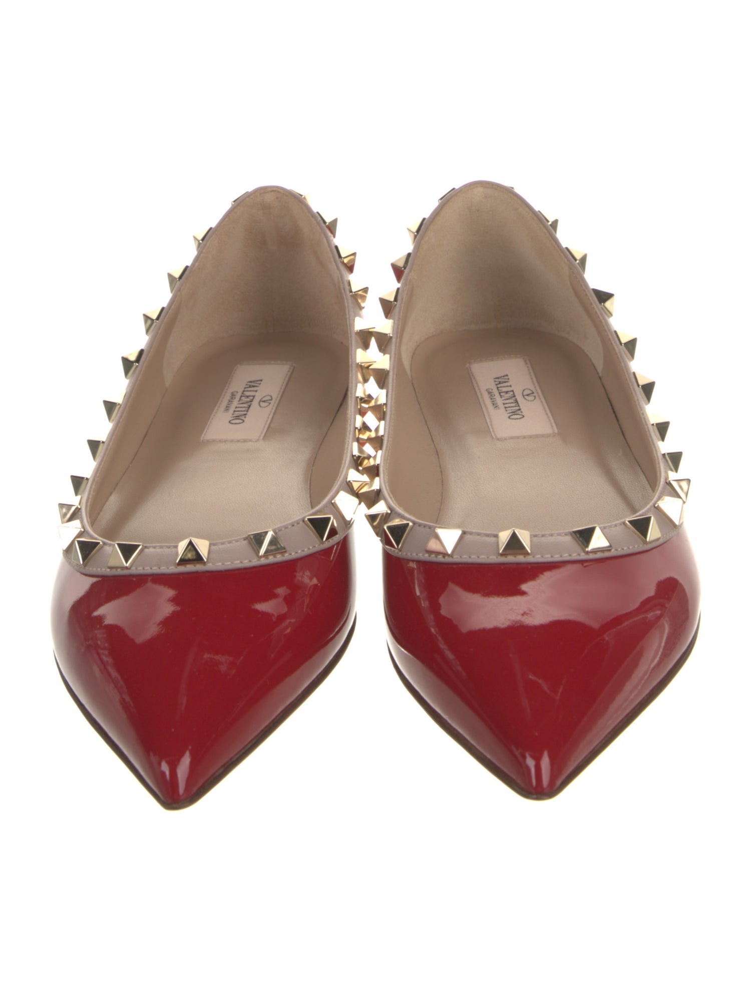 Valentino Rockstud Accents Patent Leather Ballet Flats