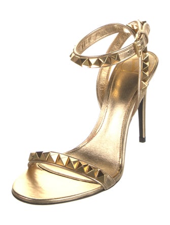 Valentino Rockstud Accents Leather Slingback Sandals
