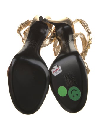 Valentino Rockstud Accents Leather Slingback Sandals