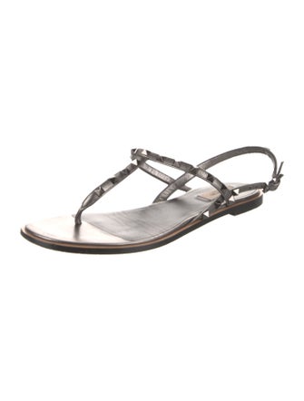 Valentino Rockstud Accents Leather T-Strap Sandals