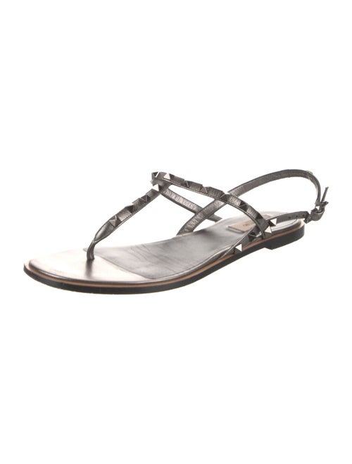Valentino Rockstud Accents Leather T-Strap Sandals