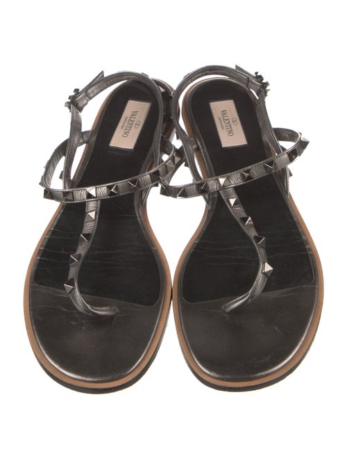 Valentino Rockstud Accents Leather T-Strap Sandals