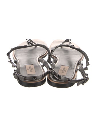 Valentino Rockstud Accents Leather T-Strap Sandals
