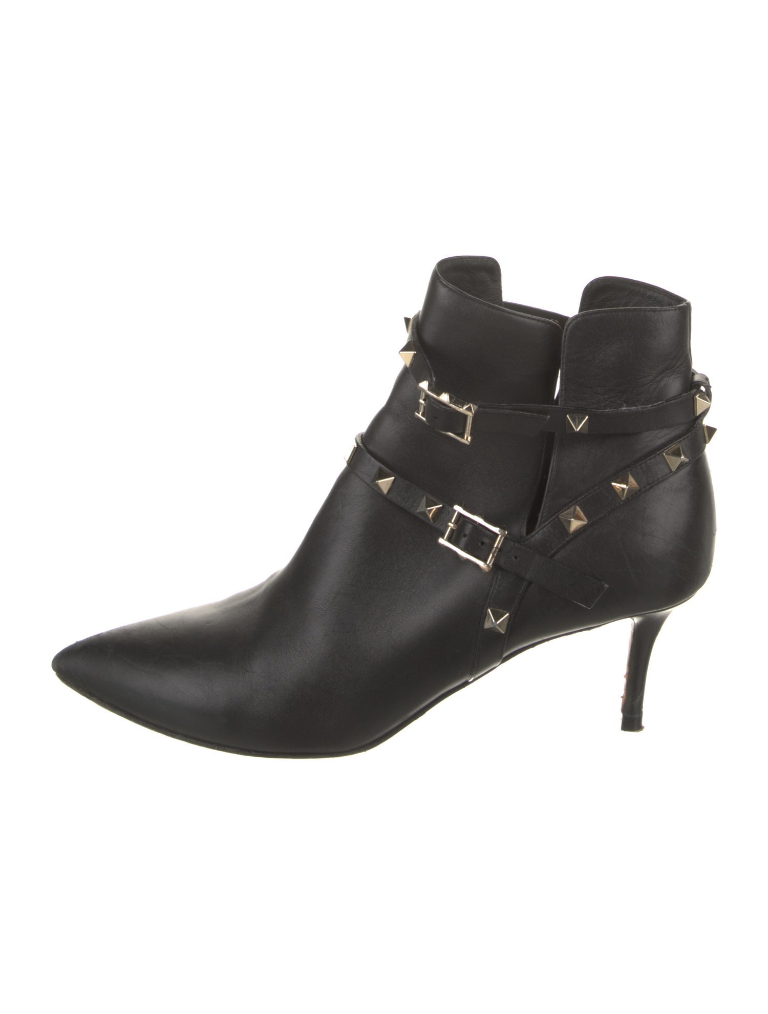 Valentino Rockstud Accents Leather Moto Boots