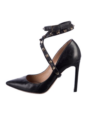 Valentino Rockstud Accents Leather Pumps