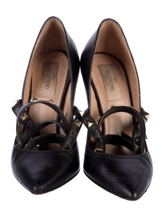 Valentino Rockstud Accents Leather Pumps